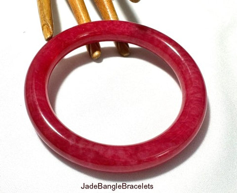 Sale-"Chicken Blood Red" Classic Round Chinese Jade Bangle Bracelet 57 mm (JBB3501)