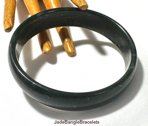 Sale-Deep Deep Green Almost Black Chinese Jade Bangle Bracelet 61 mm (JBB3503)