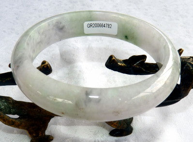 Sale-"Endlessly Interesting" Burmese Jadeite Bangle Bracelet 63 mm Grade A + Certificate (G4782)