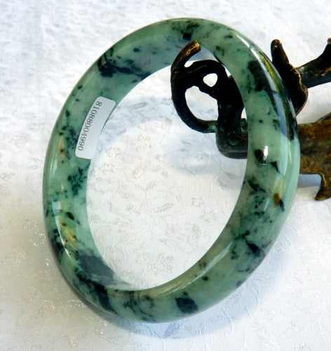 "Dragon Green Veins" Grade A Natural Jadeite Jade Bangle Bracelet 62 mm + Certificate (4990)