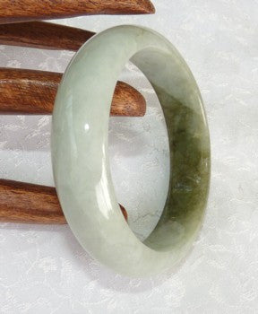 Sale-"Dao Balancing" Yin and Yang Green Jadeite Jade Grade A Bangle Bracelet 56mm + Certificate ( 630)