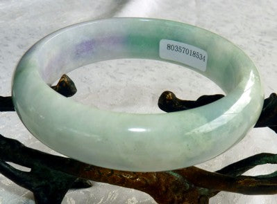 Green and Lavender Burmese Jadeite Jade Bangle Bracelet 58mm* + Certificate (8534)
