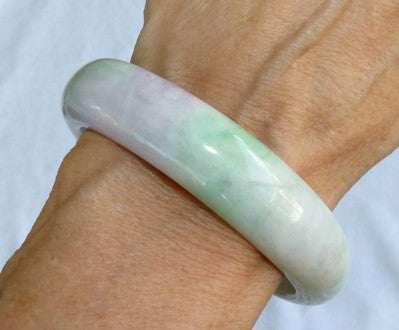 Green and Lavender Burmese Jadeite Jade Bangle Bracelet 58mm* + Certificate (8534)