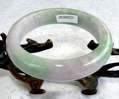 Gorgeous Green and Lavender Burmese Jadeite Grade A Bangle Bracelet 61 mm+ Certificate (G3221)