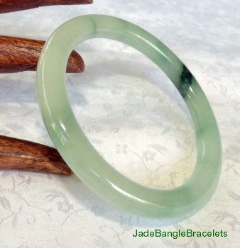 Classic Round Mossy Green Burmese Jadeite Jade Bangle Bracelet 58.5mm (JBB2733)