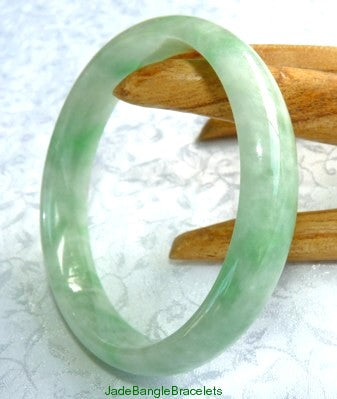 Precious Green Veins Elegant Burmese  Jadeite Bangle 54.5mm (JBB2807)