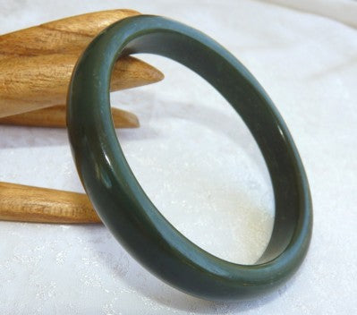Deep Deep Green Almost Black Jadeite Jade Bangle Bracelet 58.5mm (JBB2867)