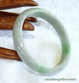 Charcoal Grey-Green with Green Veins Jadeite Jade Bangle Bracelet 61mm (JBB3158)
