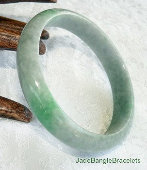 Charcoal Grey-Green with Green Veins Jadeite Jade Bangle Bracelet 61mm (JBB3158)
