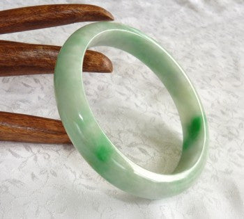 1075 Large / Men's Apple Green Veins Jadeite Jade Bangle Bracelet 73mm (JBB3192)