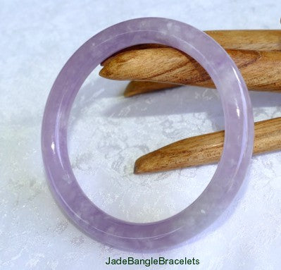 Clearance - Classic Round Lavender Burmese Jadeite Jade Bangle Bracelet 56.5mm (JBB3232)