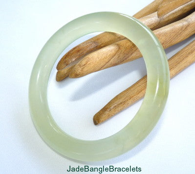 Classic Round Translucent Traditional Chinese Jade Bangle Bracelet 60mm (JBB-3355)
