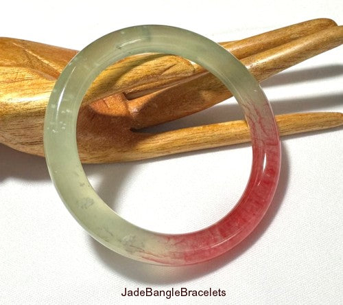 "Kiss of Blood Red" Chinese Jade Bangle Bracelet 56 mm (JBB-3399)