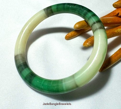 Sale-New Listing-"Colorful" Classic Round Chinese Jade Bangle Bracelet 60 MM (JBB3512)