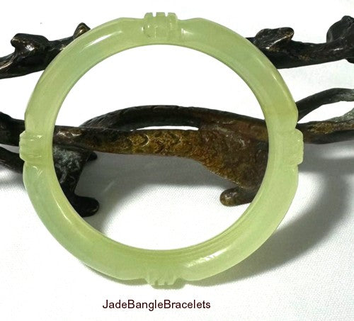 Sale-New Listing-"Dynasty" Carved Chinese Jade Bangle Bracelet 53mm (NJ-CARV-31-53)