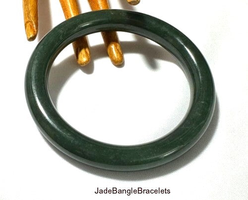 Sale-"Black" Deep Deep Green Chinese Jade Bangle 58mm (JBB3505)