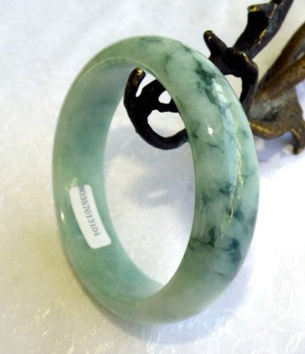 "Good Green Veins" Burmese Jadeite Grade A Bangle Bracelet 56mm (54mm) + Certificate (3104)