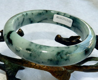 "Dragon Green Veins" Burmese Jadeite Grade A Bangle Bracelet 58mm + Certificate (3120)
