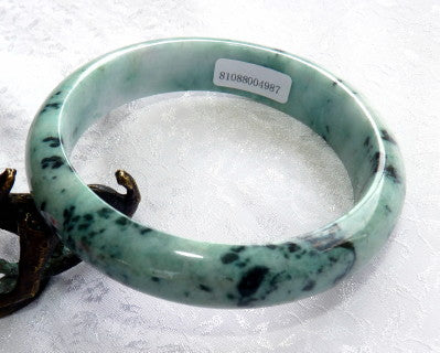 "Peppery" Veins Burmese Jadeite Grade A Bangle Bracelet 63mm + Certificate (4987)