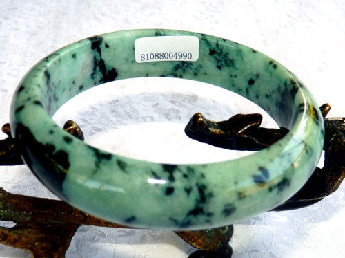 Sale-"Dragon Green Veins" Grade A Natural Jadeite Jade Bangle Bracelet 62 mm + Certificate (4990)
