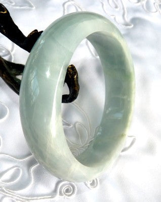 "Earth in Motion" Natural Color Grade A Jadeite Jade Bangle Bracelet 59mm + Certificate (767)