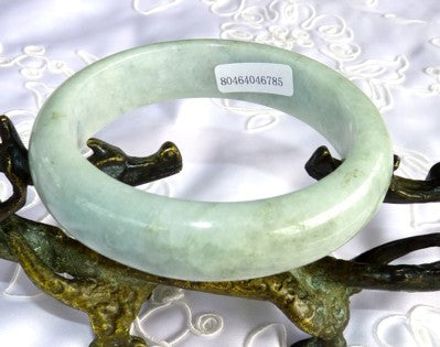 "Healing" Soft Green Grade A Natural Color Burmese  Jadeite Jade Bangle 58mm + Certificate (785)