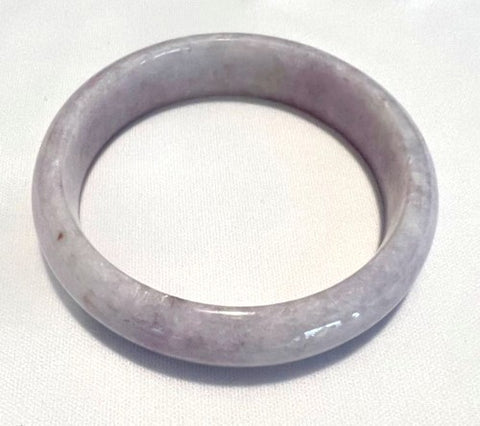 "Endlessly Interesting" Lavender Burmese Jadeite Bangle Bracelet 56 mm (JBB3398)