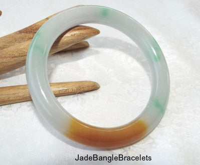 Clearance -Translucent Classic Round "Fu Lu Shou" Jadeite Jade Bangle Bracelet 64mm  (JBB3320)