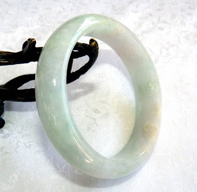 "Glowing" Translucent "Yin" Burmese Jadeite Bangle Bracelet 58 mm Grade A + Certificate (G4796)
