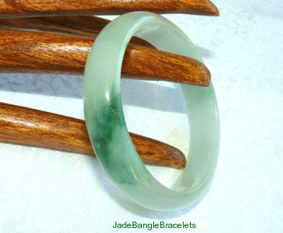 Big Green Veins, Icy White  Burmese Jadeite Bangle 59.5mm (JBB2020)