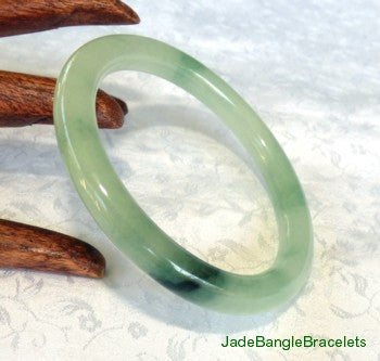 Classic Round Mossy Green Burmese Jadeite Jade Bangle Bracelet 58.5mm (JBB2733)