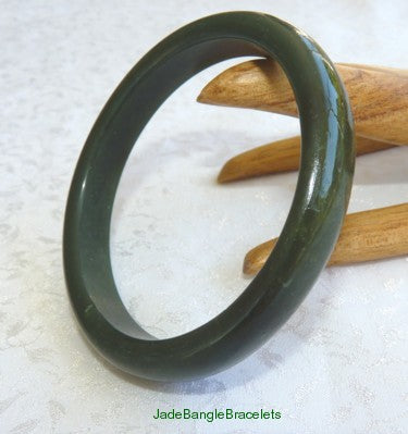 Deep Deep Green Almost Black Jadeite Jade Bangle Bracelet 58.5mm (JBB2867)