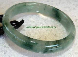 Clearance-Dragon Green Veins" Yin and Yang Jadeite Jade Bangle Bracelet 59mm (2876)
