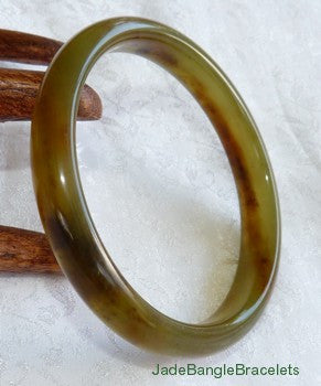 "Glowing Earth" Deep Honey Translucent Chinese Jade Bangle Bracelet 61mm (JBB3138)