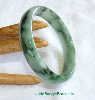 Precious Green Veins Jadeite Jade Bangle Bracelet 58mm (JBB3197)
