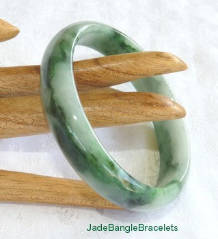 Precious Green Veins Jadeite Jade Bangle Bracelet 58mm (JBB3197)