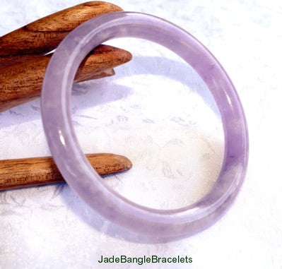 Clearance - Classic Round Lavender Burmese Jadeite Jade Bangle Bracelet 56.5mm (JBB3232)