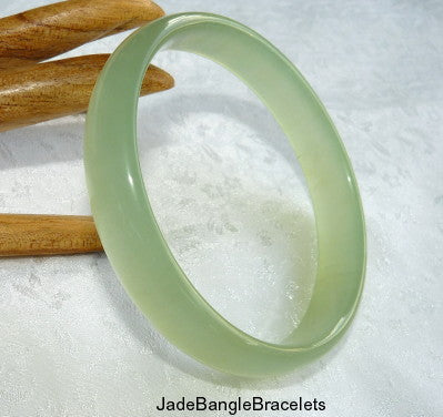 "Glowing" Translucent Chinese Jade Bangle Bracelet 64 mm (JBB3329)